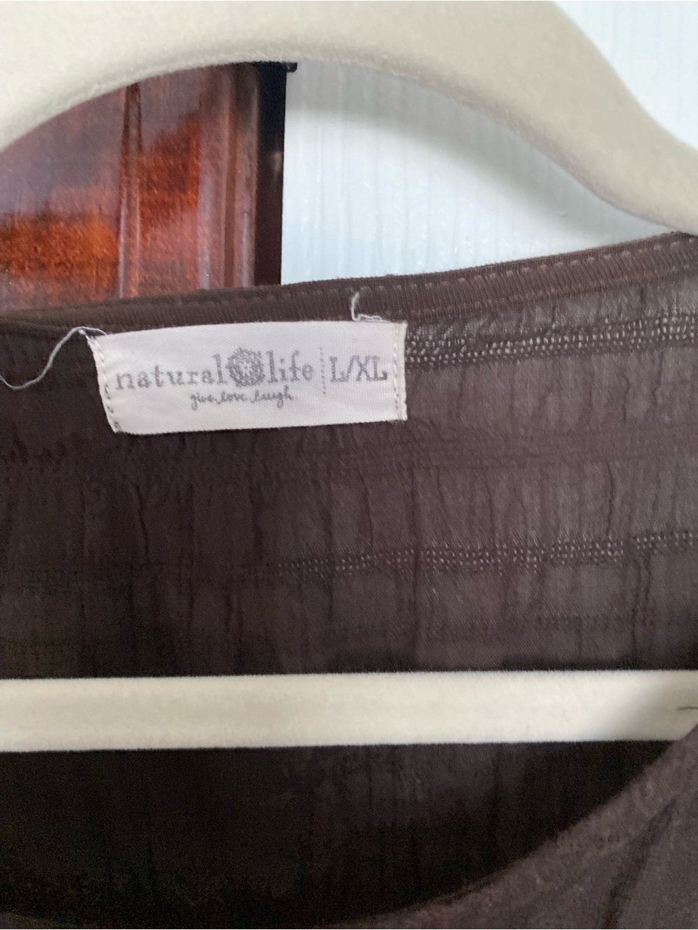NATURAL LIFE Chocolate Brown Textured L/XL Top